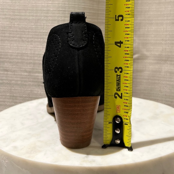 Black faux suede perforated bootie, 2” heel, slip on, women’s size 7.5 - Picture 11 of 12